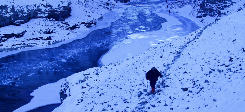 Climb where river not frozen